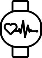 ECG watch icon in thin line art. vector