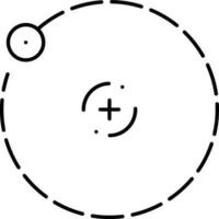 Line art illustration of Electron rotates orbit in nucleus center icon. vector