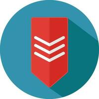 Staff sergeant rank badge icon in red and white color. vector