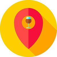 Red Drink bar location point icon on yellow background. vector