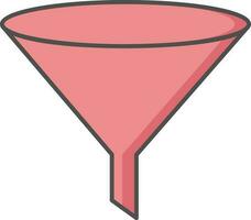 Filter or Funnel icon in red color. vector