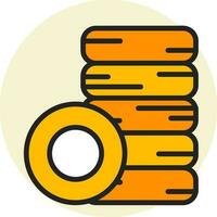 Stack money coins icon in yellow color. vector