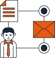 Businessman with Document and Envelope Icon for Networking Connection. vector