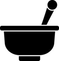 Mortar and pestle glyph icon in flat style. vector