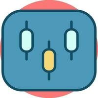 Blue slider bar icon on red circle background. vector