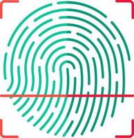 Fingerprint scan icon in green and red color. vector