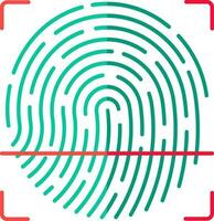 Fingerprint scan icon in green and red color. vector