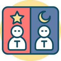 Star and crescent rival man icon in flat style. vector