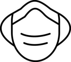 Disposable or Protective Mask Icon in Black Outline. vector
