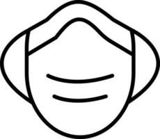 Disposable or Protective Mask Icon in Black Outline. vector