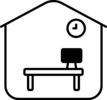 Black line art illustration of Working in Home icon. vector