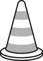 White and Gray construction cone icon in flat style. vector