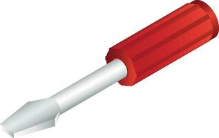 3D screwdriver icon in red and gray color. vector