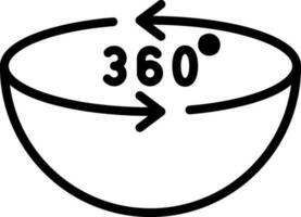 360 degree icon in thin line art. vector