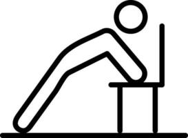 Flat style Human doing push up with chair icon in line art. vector