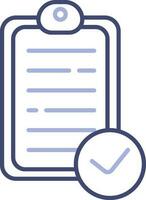 Check Document Paper on Clipboard icon in blue thin line art. vector