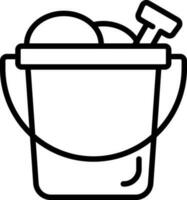 Sand bucket icon in black line art. vector