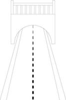 Tunnel with road in black line art. vector