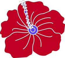 Hibiscus flower in blue and red color. vector