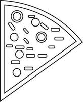 Slice of pizza in black line art. vector