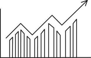 Growing graph in black line art. vector