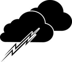 silueta nube con trueno, naturaleza concepto en negro y blanco color. vector