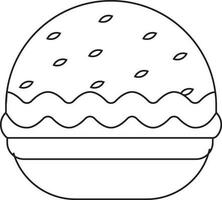 Black line art illuatration of a burger icon. vector