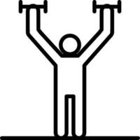 Dumbbell weight lifting women exercise icon in thin line art. vector