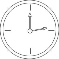 Illustration of a wall clock in black line art. vector