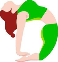 Woman cartoon character doing ushtrasana exercise icon. vector