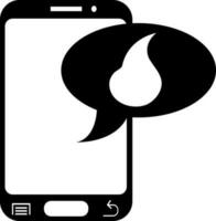 Smartphone with fire symbol in flat style. vector