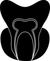 Black tooth on white background. vector