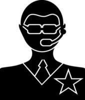 Character of a call center boy in black and white color. vector