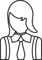 Character of a faceless lady broker in black line art. vector