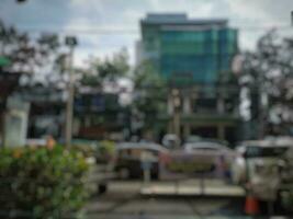 defocus abstract background blurred photo of cars motion. Big traffic in city. Rush hours.