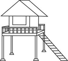 Illustration of lifeguard tower in black line art. vector