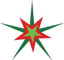 Decorative christmas star in red and green color. vector