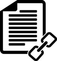 Glyph icon of document with link symbol. vector