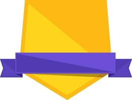 Badge style ribbon in purple and yellow color. vector