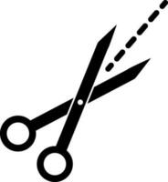 Black scissor in flat style. vector