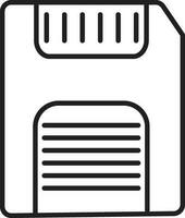 Flat style memory card in black line art. vector