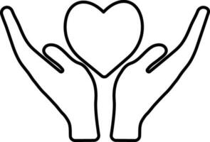 Heart care concept, heart with caring hands icon. vector