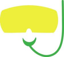 Diving mask in yellow and green color. vector