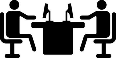 Flat illustration of black  businessman working on computer. vector