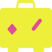 Yellow and pink luggage bag in flat style. vector