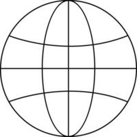 Earth globe in black line art. vector