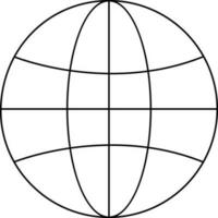Earth globe in black line art. vector
