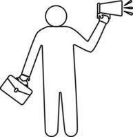 Employee icon with briefcase and megaphone for job concept. vector
