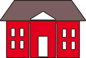 Shiny red and brown building in flat illustration. vector