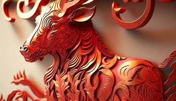 Abstract illustration of Chinese zodiac sign dragon silhouette generated by AI photo
